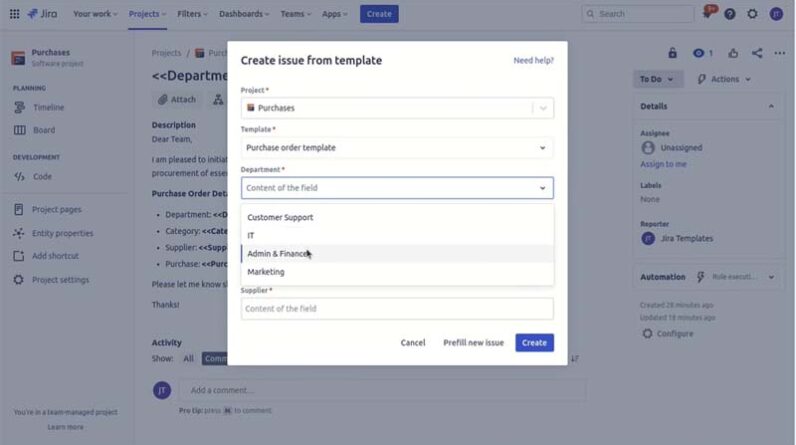 Issue Templates for Jira